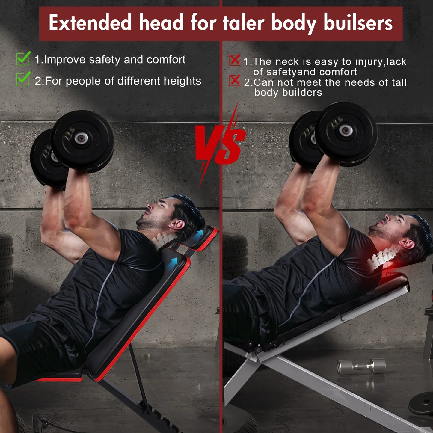 Foldable 7 Level Weight Bench With Adjustable Headrest For Strength Training