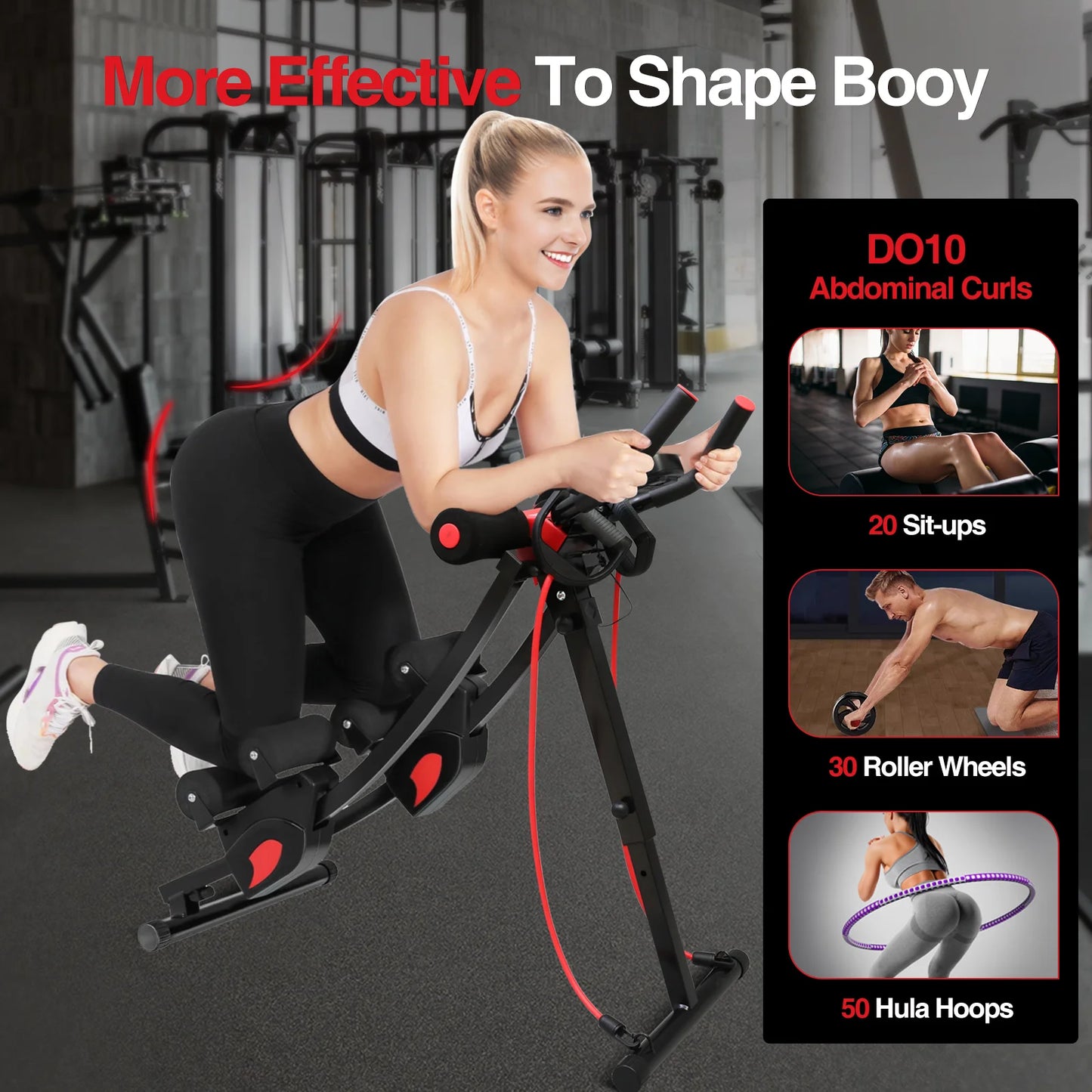 Dual Track Ab Machine With Adjustable Height Foldable Waist Trainer