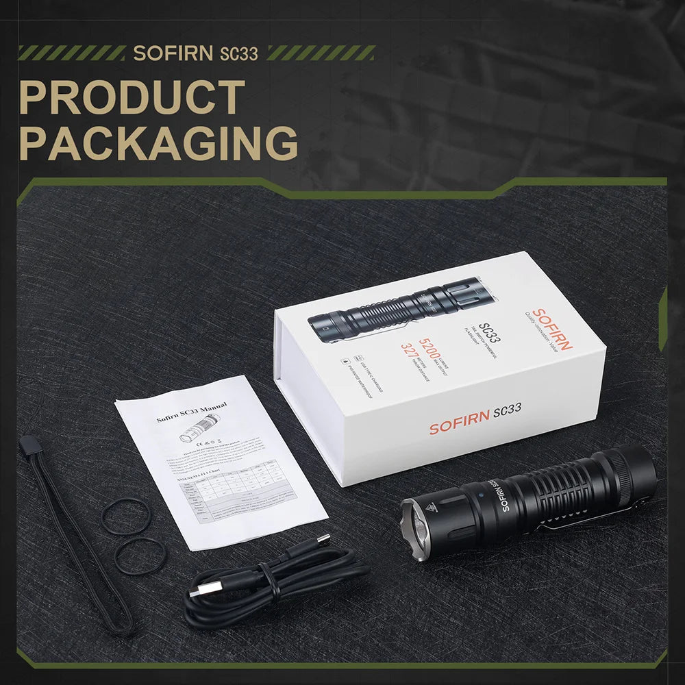 Sofirn SC33 XHP70.3 HI LED Flashlight USB-C Rechargeable