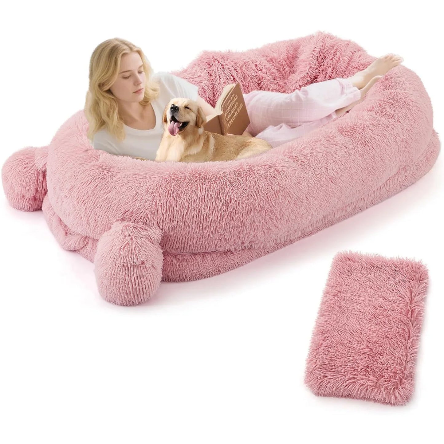HiMISSCN Memory Foam Dog Bed With Removable Cover And Pockets