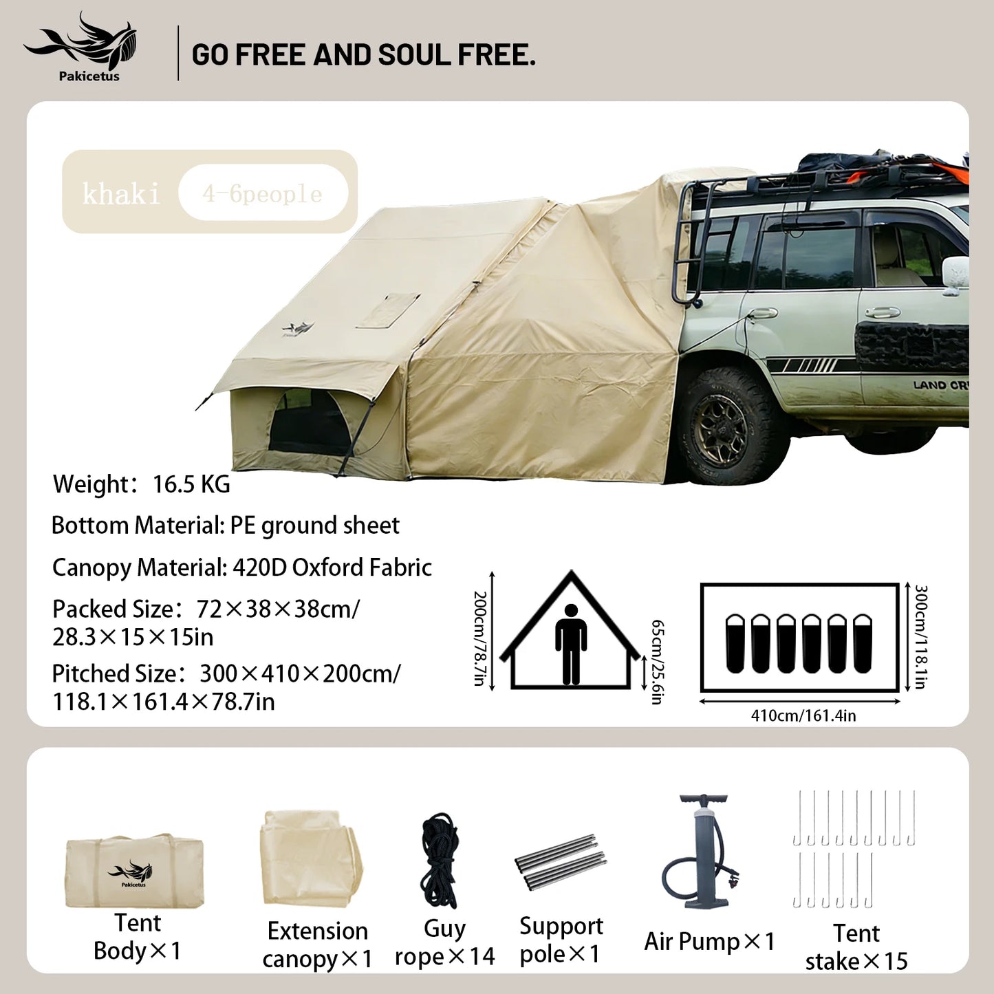 Pakicetus Inflatable Camping Tent Waterproof Family Tent With Carry Bag