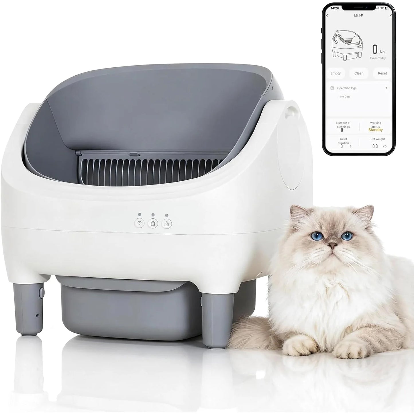 HiMISS App-Controlled Automatic Self-Cleaning Cat Litter Box Odor Control