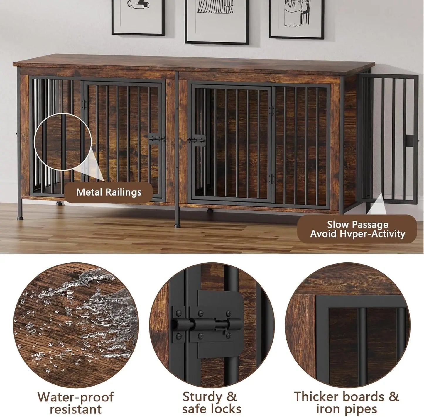 Heavy Duty Dog Crate Furniture Indoor Kennel TV Stand