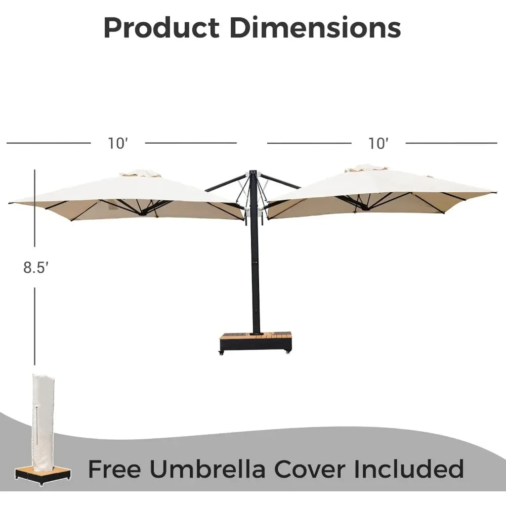 Large Patio Cantilever Aluminum Outdoor Umbrella With Base Stand