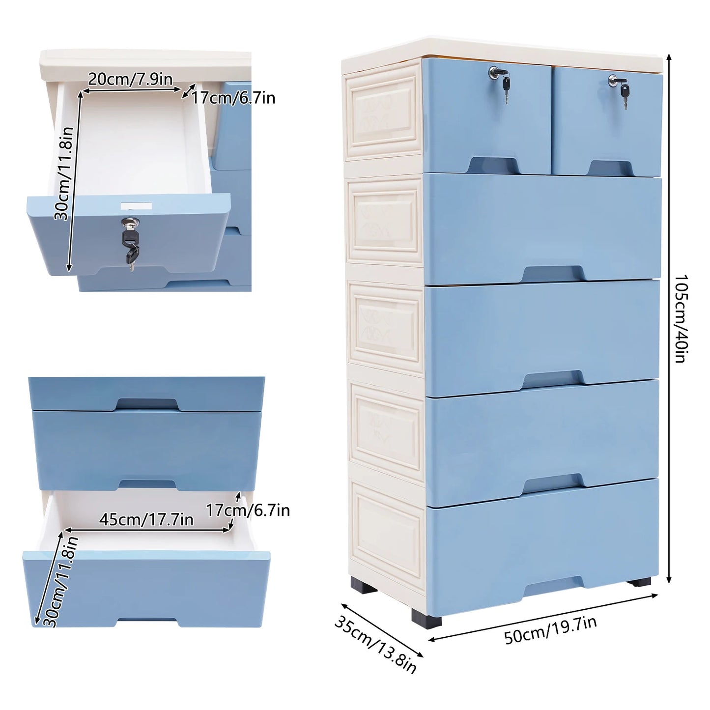 NONECN 6-Drawer Plastic Dresser Storage Tower
