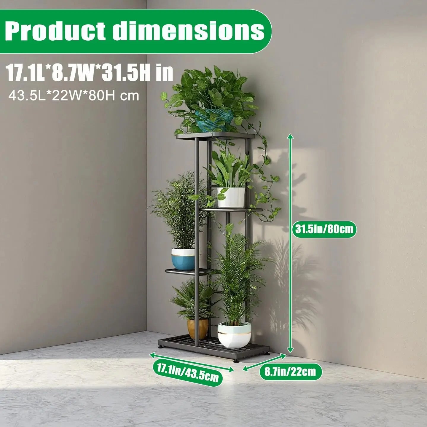 4-Tier Metal Plant Stand Indoor Outdoor Corner Shelf Garden Balcony