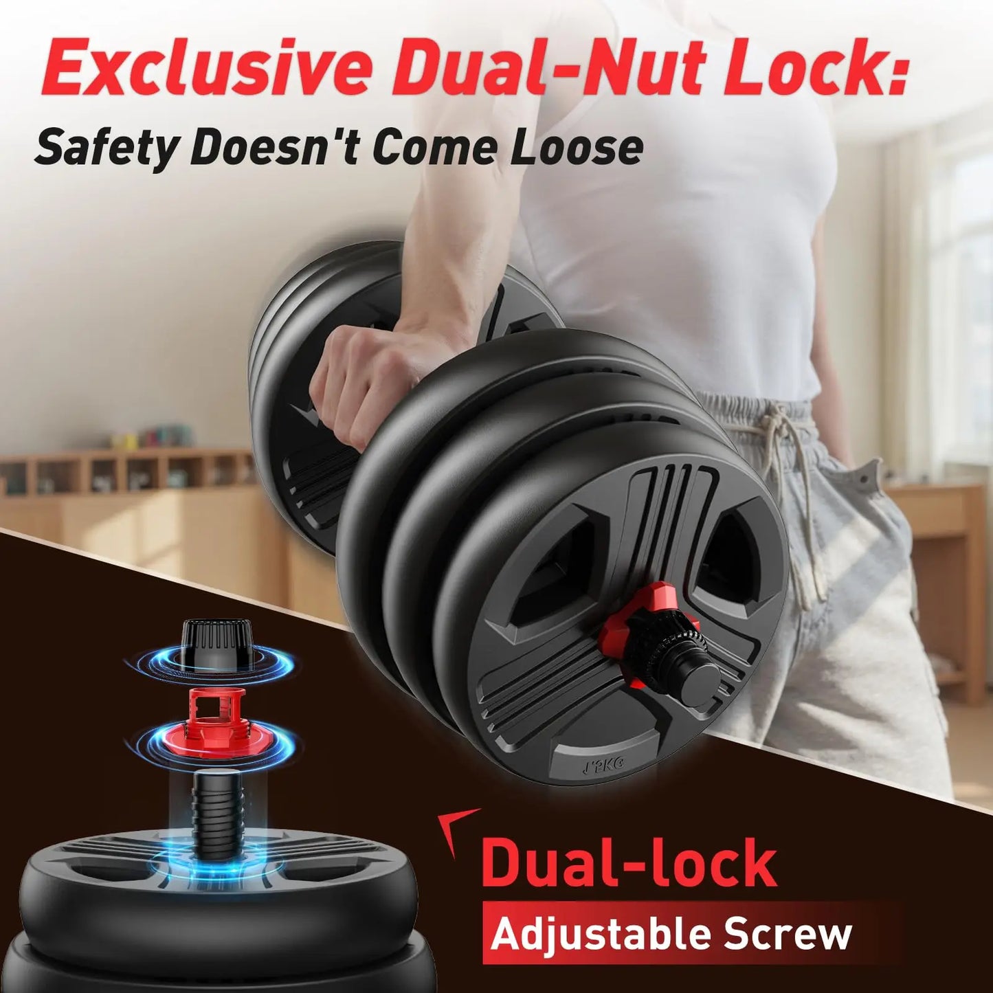 FED Fitness Adjustable 5-in-1 Dumbbell Set with Barbell Conversion