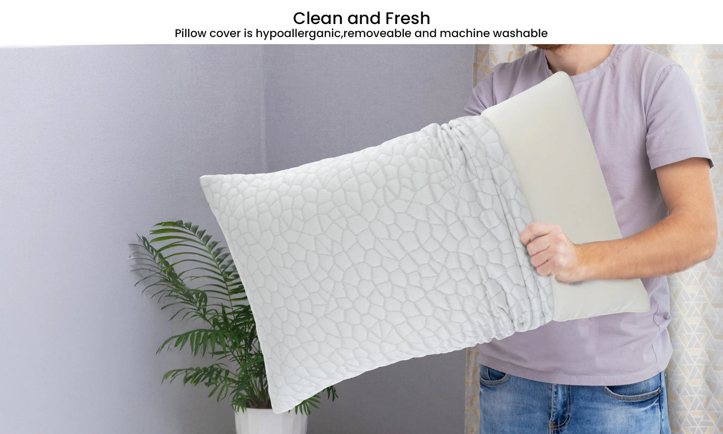 Shredded Memory Foam Pillows 2 Pack Washable Cover