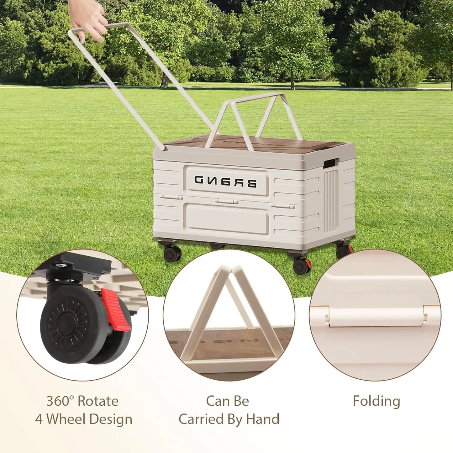 360 Rotating Foldable Storage Cart Heavy Duty Mobile Organizer