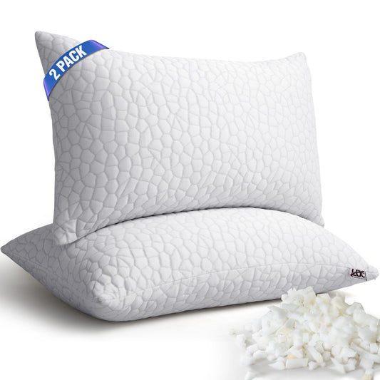 Shredded Memory Foam Pillows 2 Pack Washable Cover