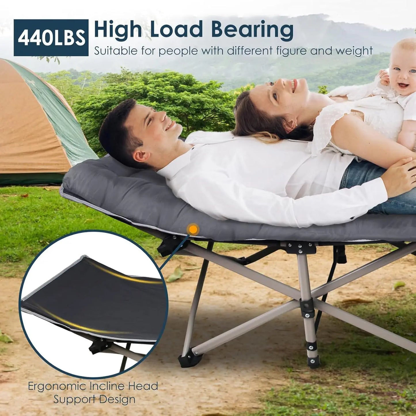 Foldable Portable Bed For Outdoor Garden Chair Pearl Foam Mattress