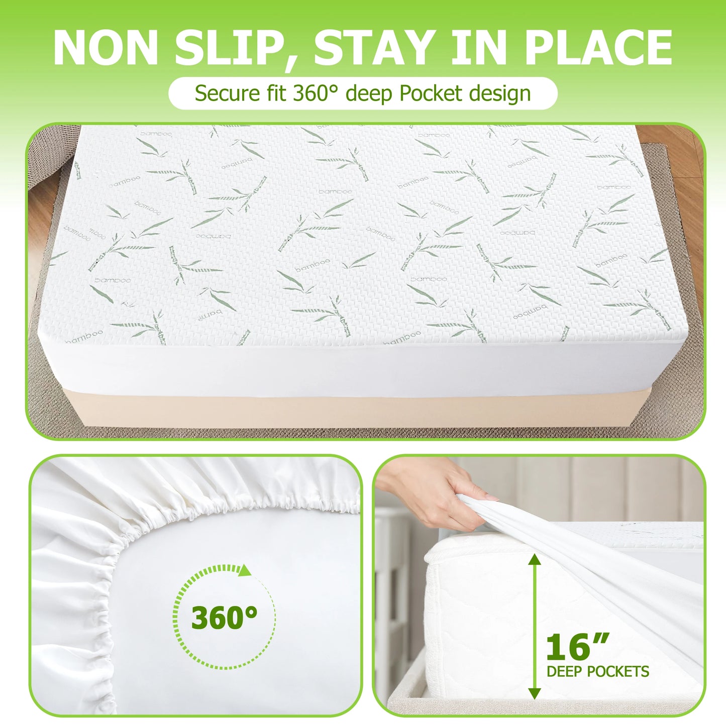 Lux Decor Mattress Protector Rayon Waterproof Fitted Sheet Deep Pocket