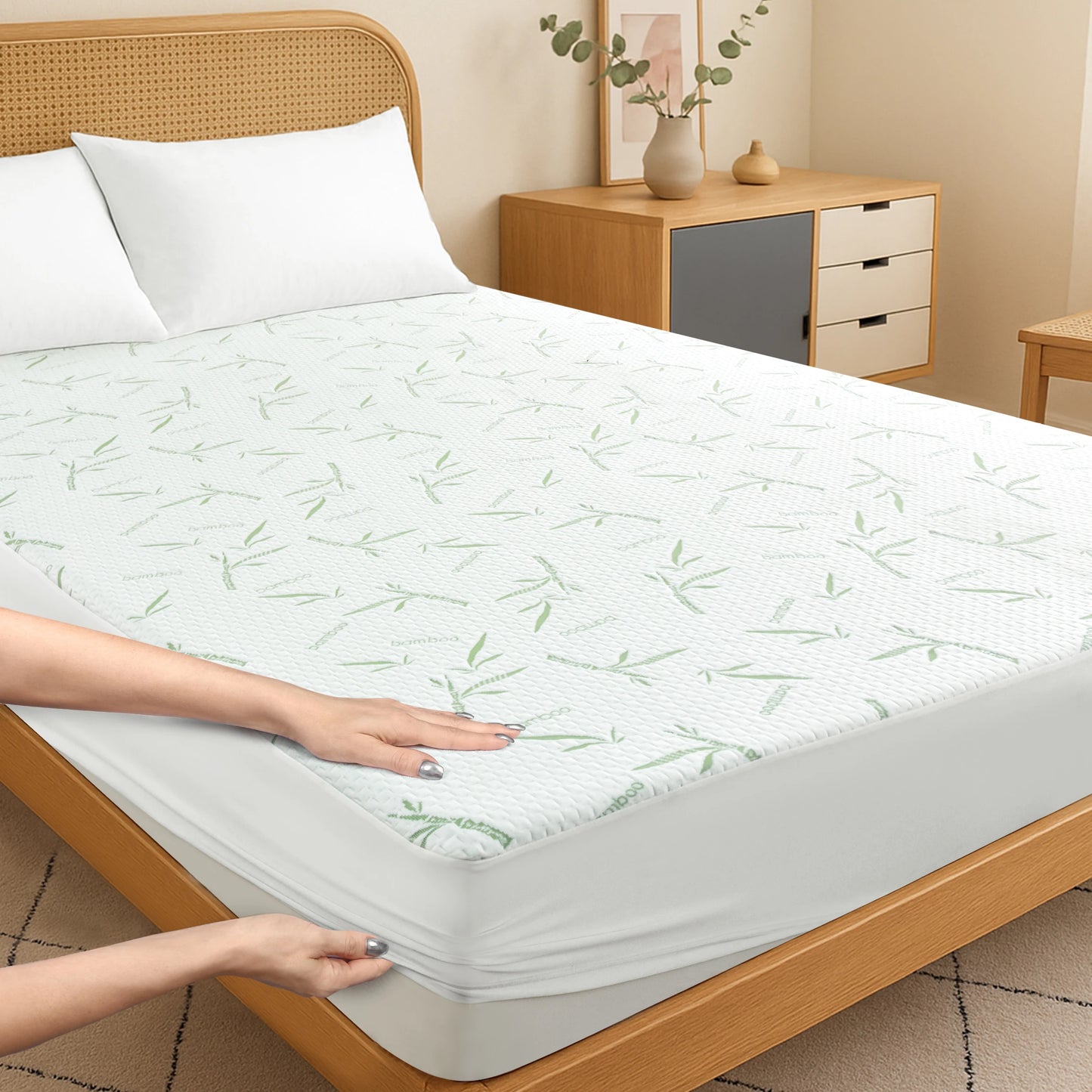 Lux Decor Mattress Protector Rayon Waterproof Fitted Sheet Deep Pocket
