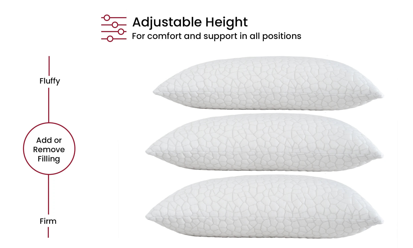 Shredded Memory Foam Pillows 2 Pack Washable Cover