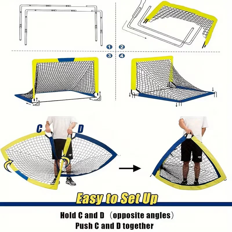 Durable Portable Pop Up Soccer Goals for Backyard or Indoor