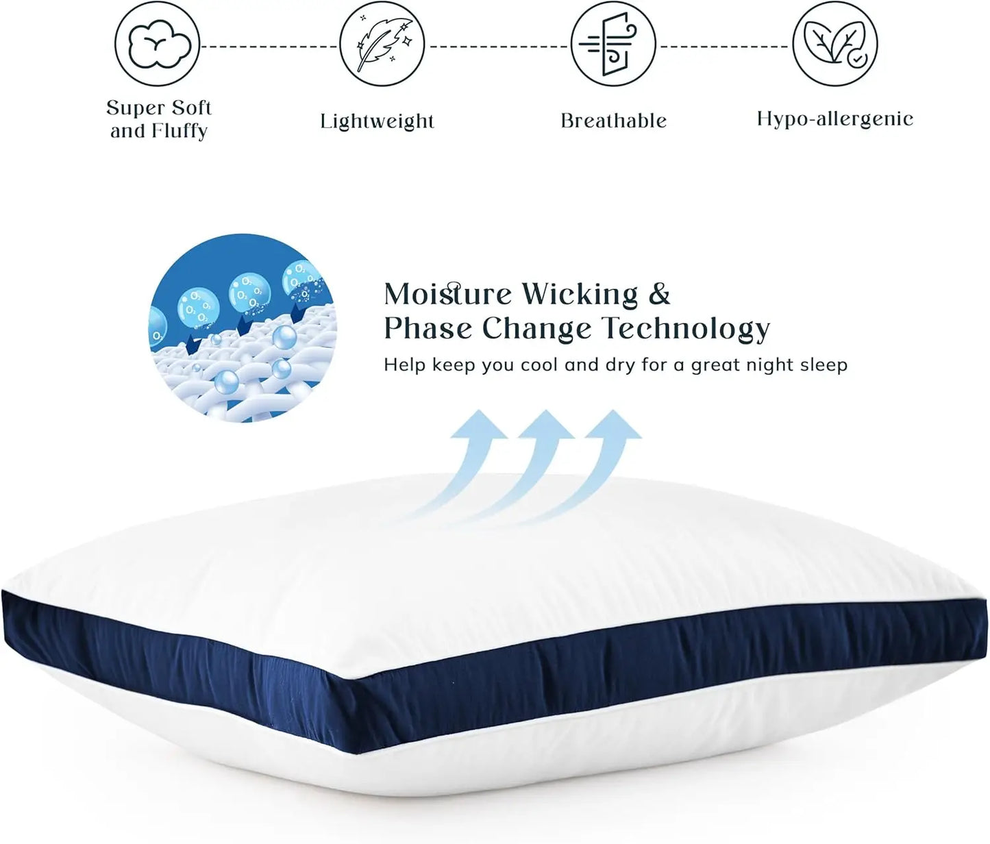 Gusseted Down Alternative Bed Pillows Set of 2