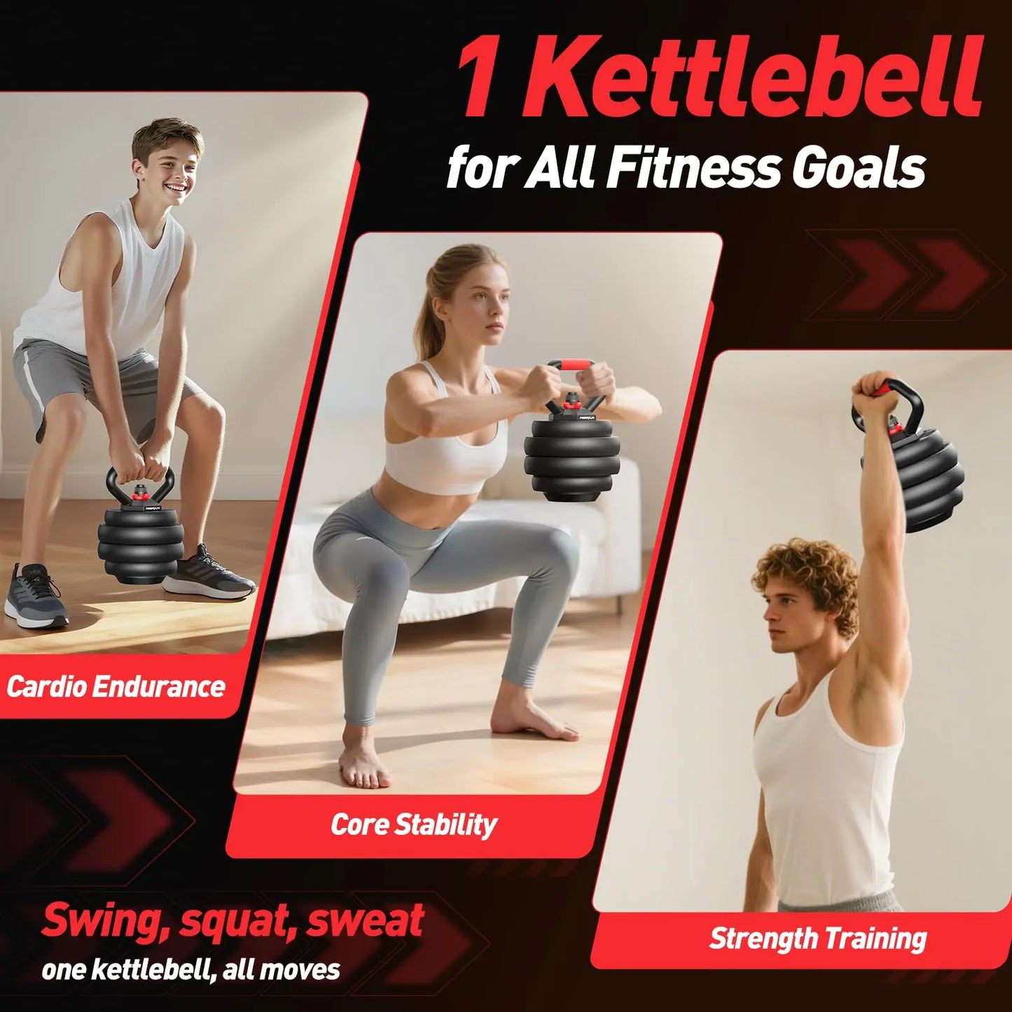 FED Fitness Adjustable 5-in-1 Dumbbell Set with Barbell Conversion