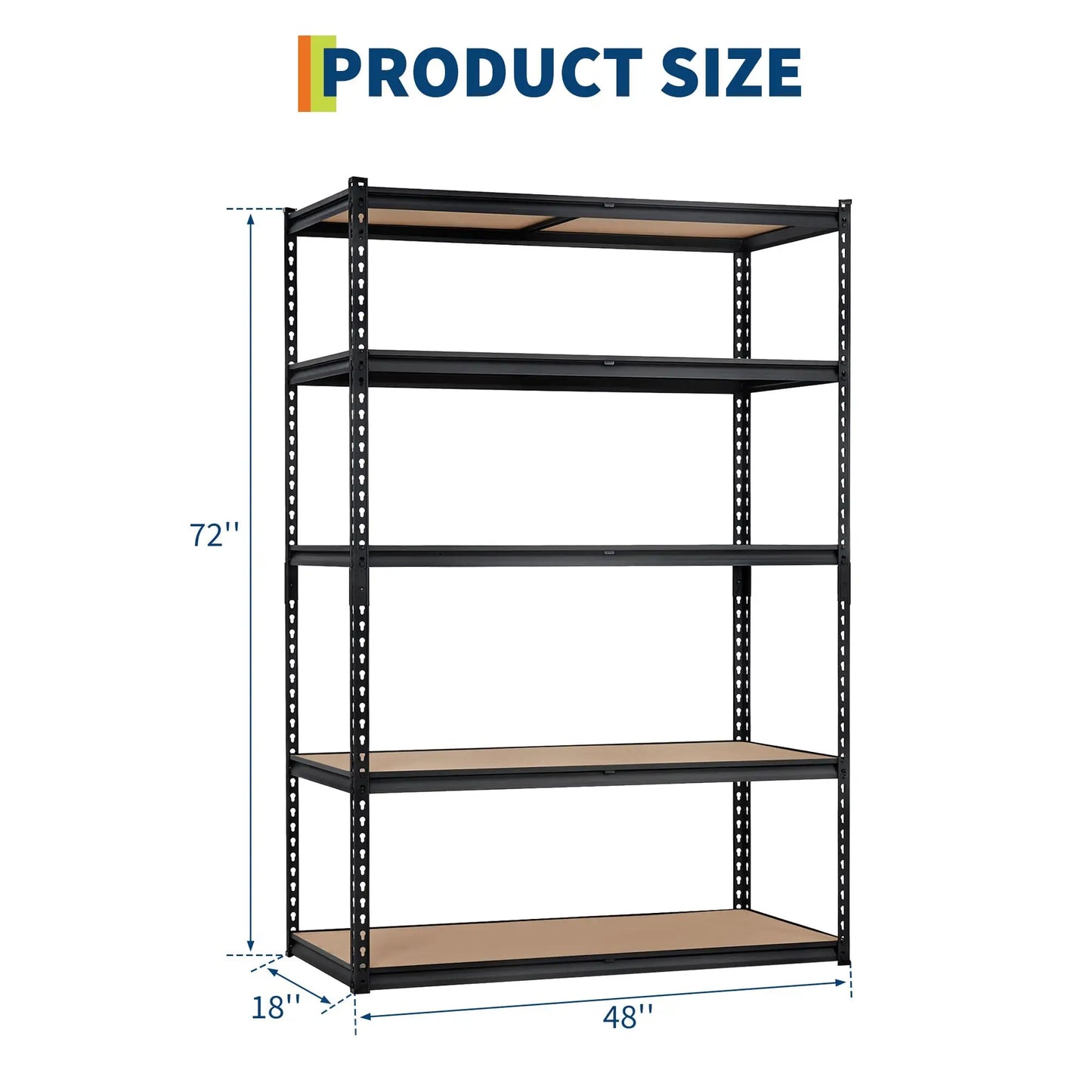 Heavy Duty 5-Tier Metal Garage Shelving Unit, 2500 Lb Capacity