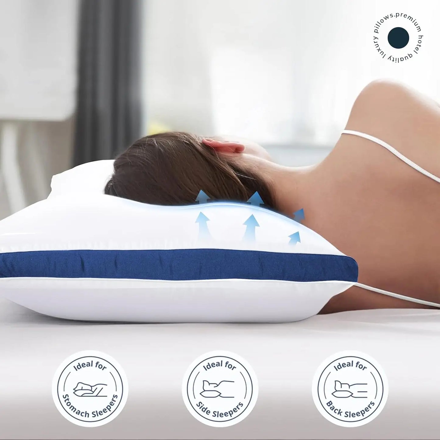 Gusseted Down Alternative Bed Pillows Set of 2