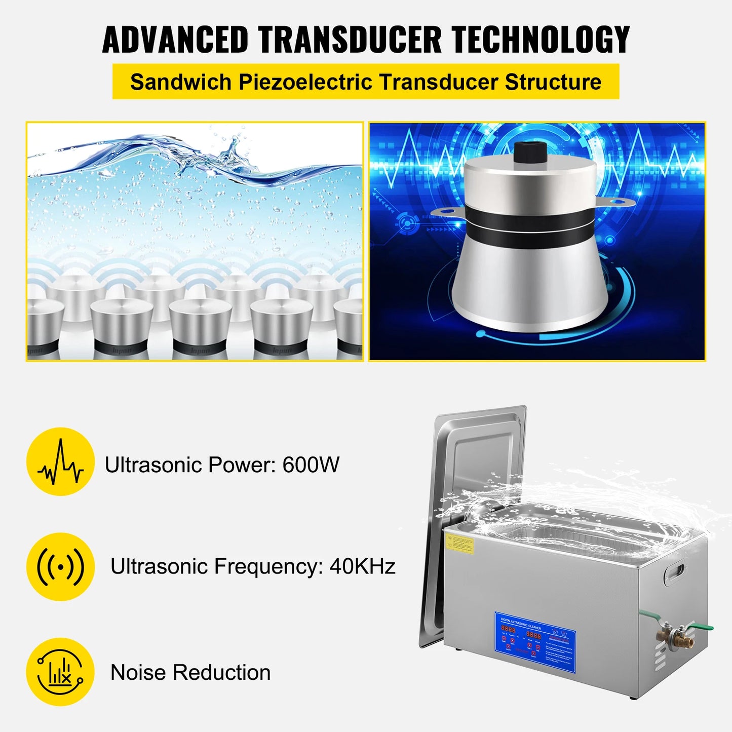 SucceBuy Ultrasonic Cleaner 1.3L To 30L Dishes Portable Home Appliance