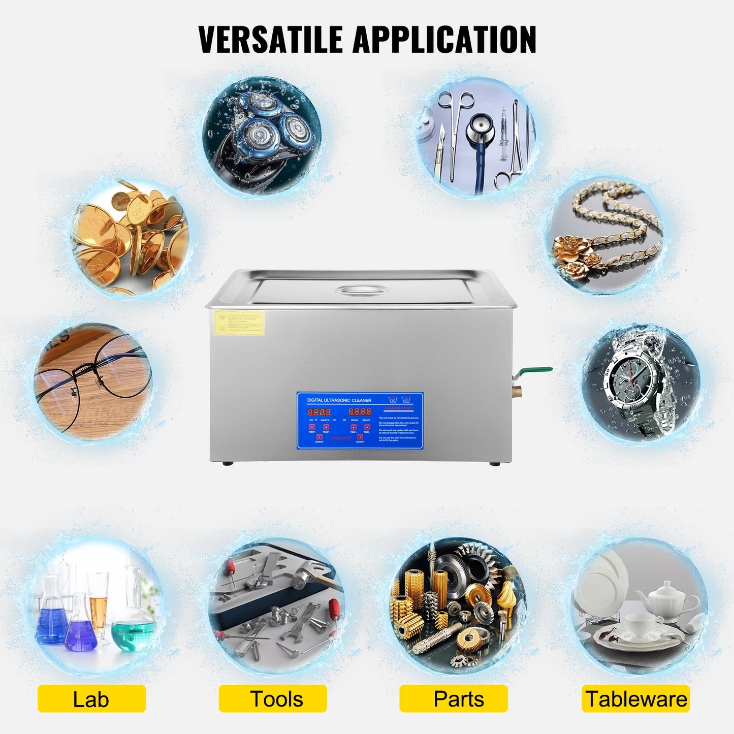 SucceBuy Ultrasonic Cleaner 1.3L To 30L Dishes Portable Home Appliance