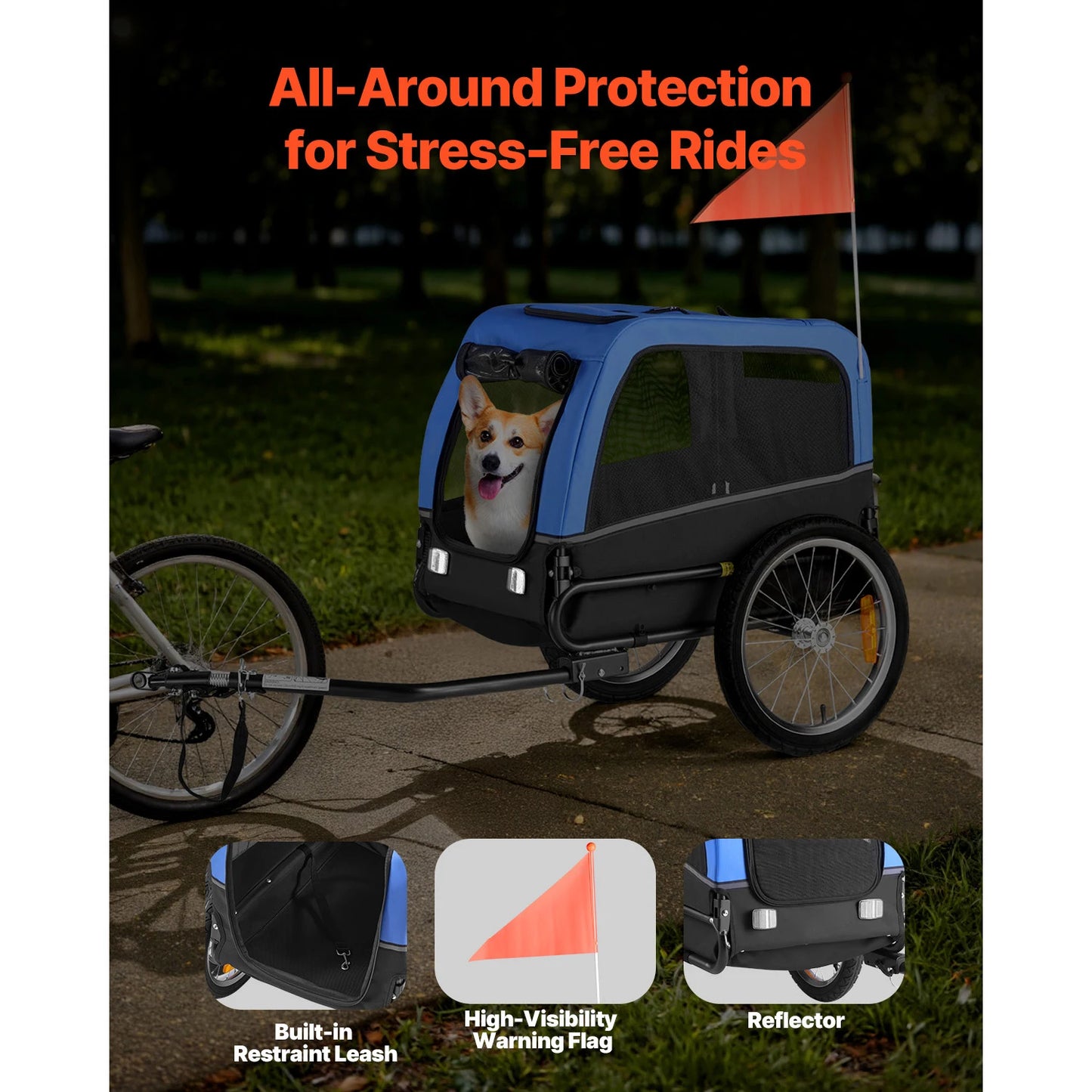 SucceBuy Folding Dog Trailer For Small And Medium Dogs
