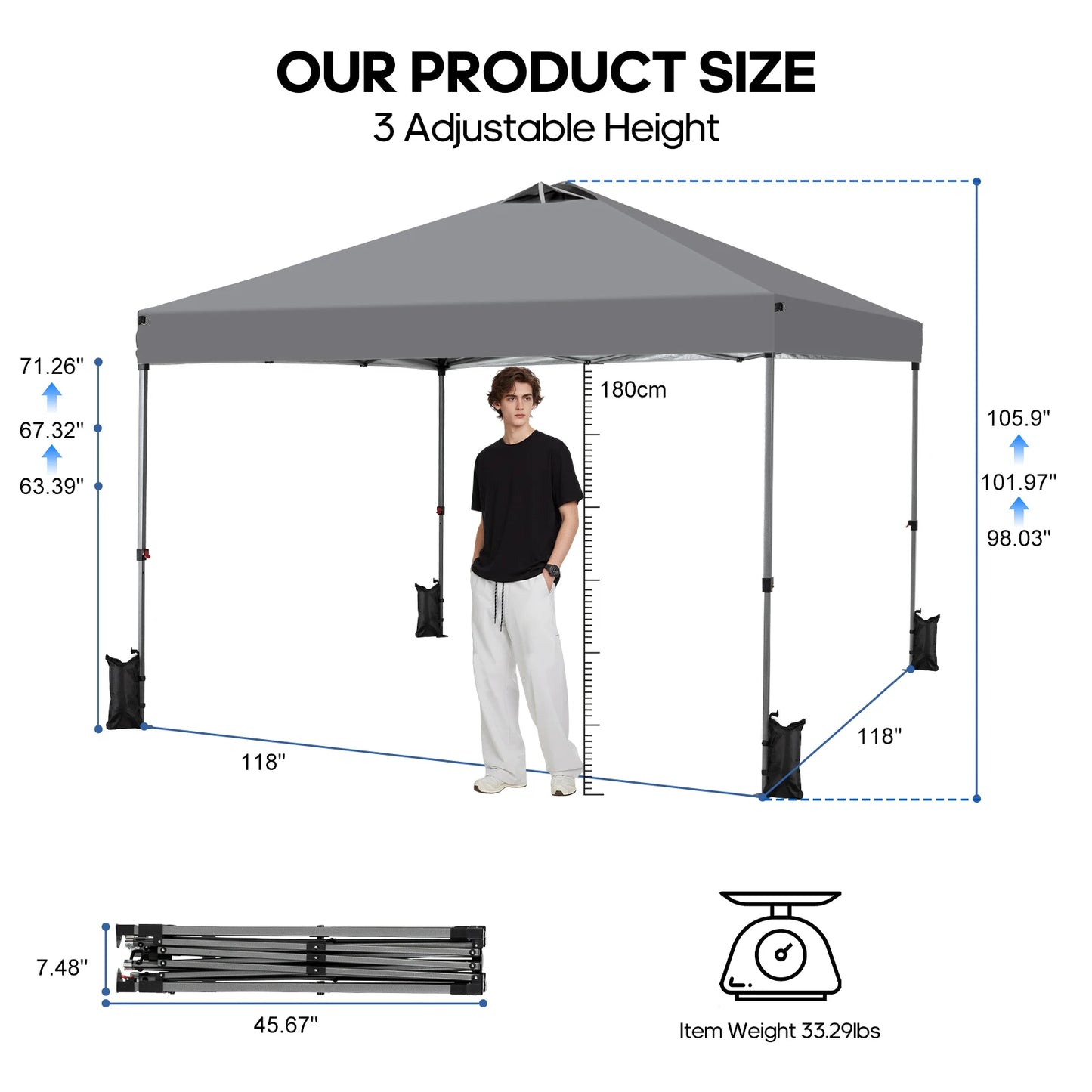 JHK Pop Up Canopy Tent Outdoor Sun Shelter Rolling Carry Bag