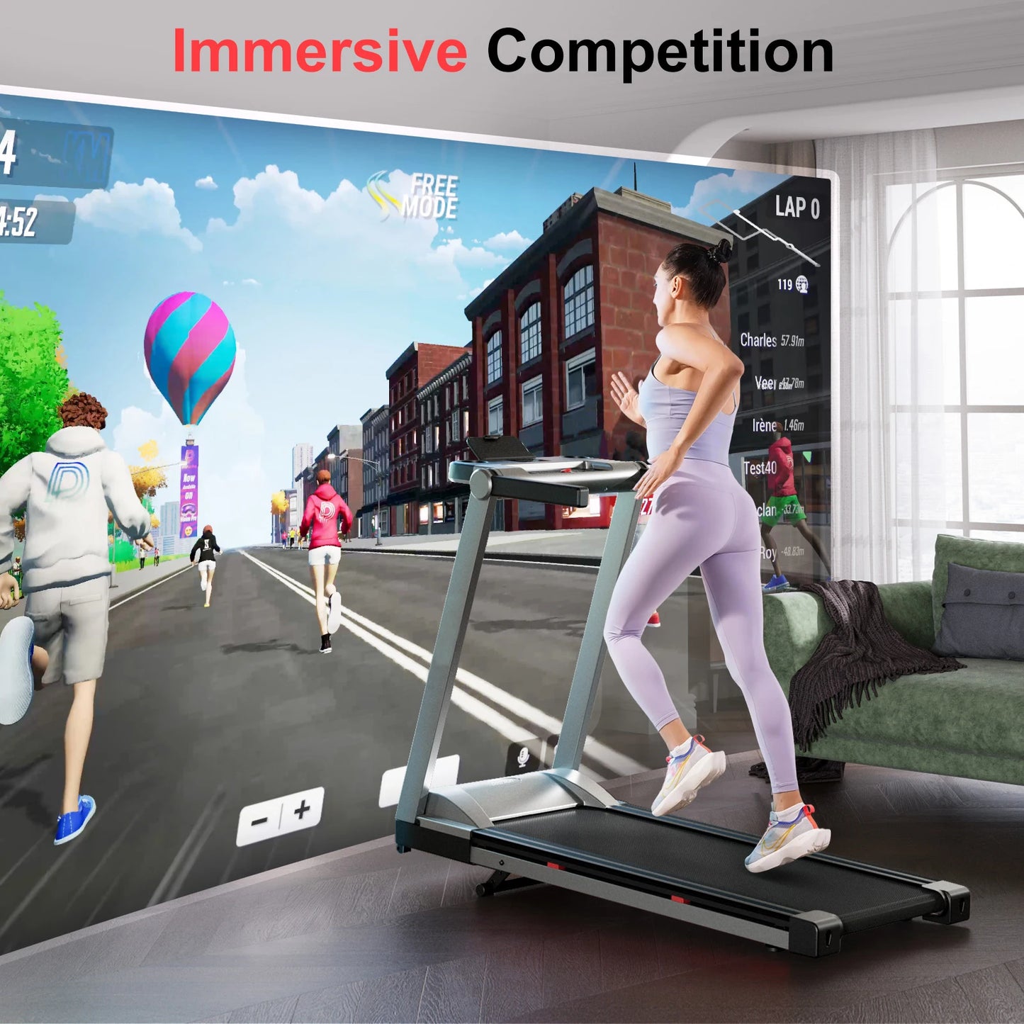 Superun 3.5HP Foldable Incline Treadmill With Bluetooth App Monitoring
