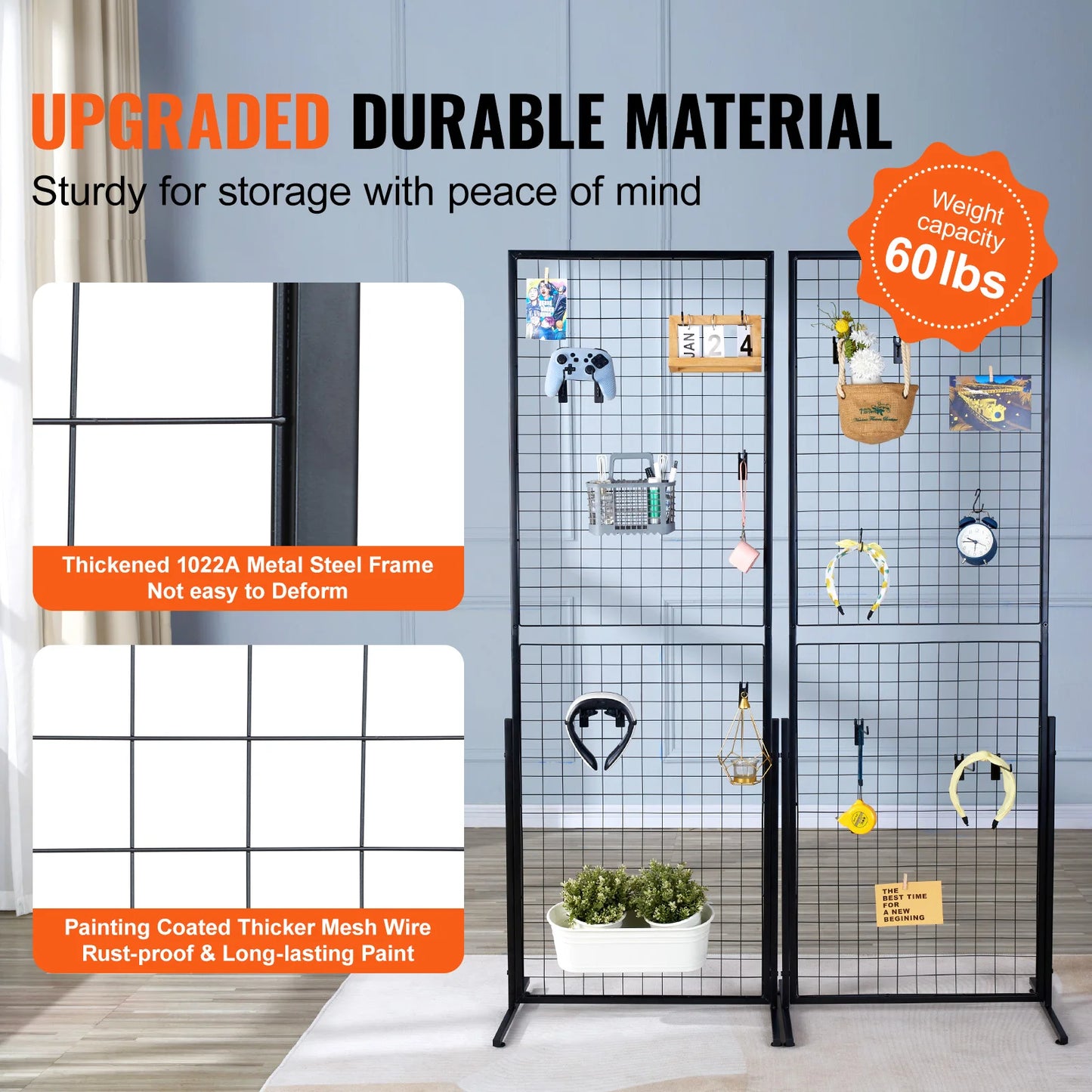 SucceBuy Grid Wall Panels Tower Display Racks With Hooks