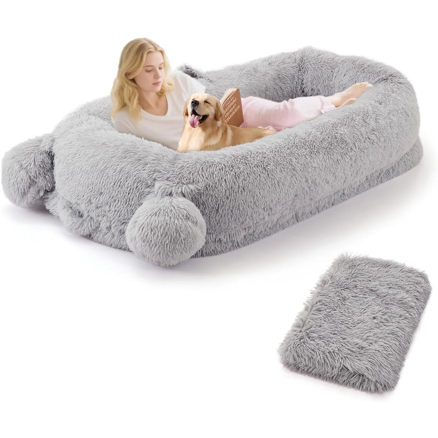 HiMISSCN Memory Foam Dog Bed With Removable Cover And Pockets