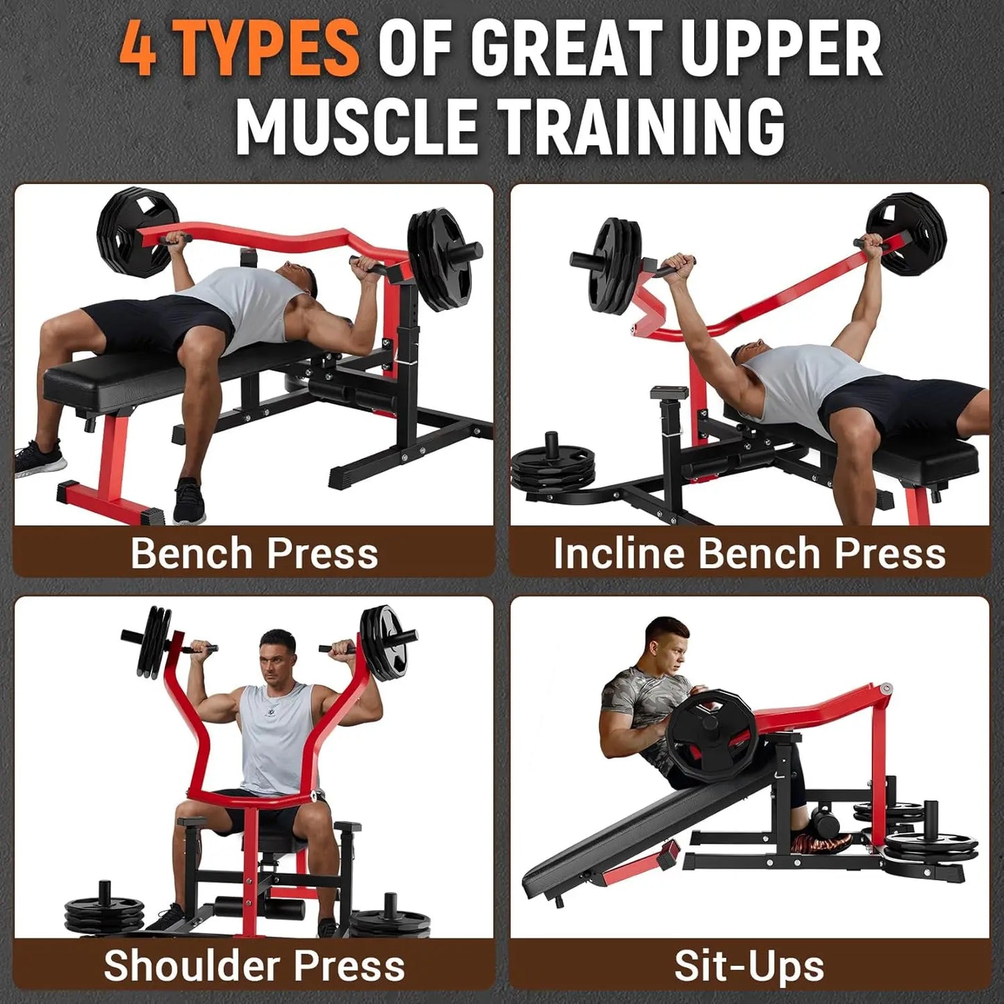 HiMISS Chest Press Machine with Adjustable Bench and Converging Arms