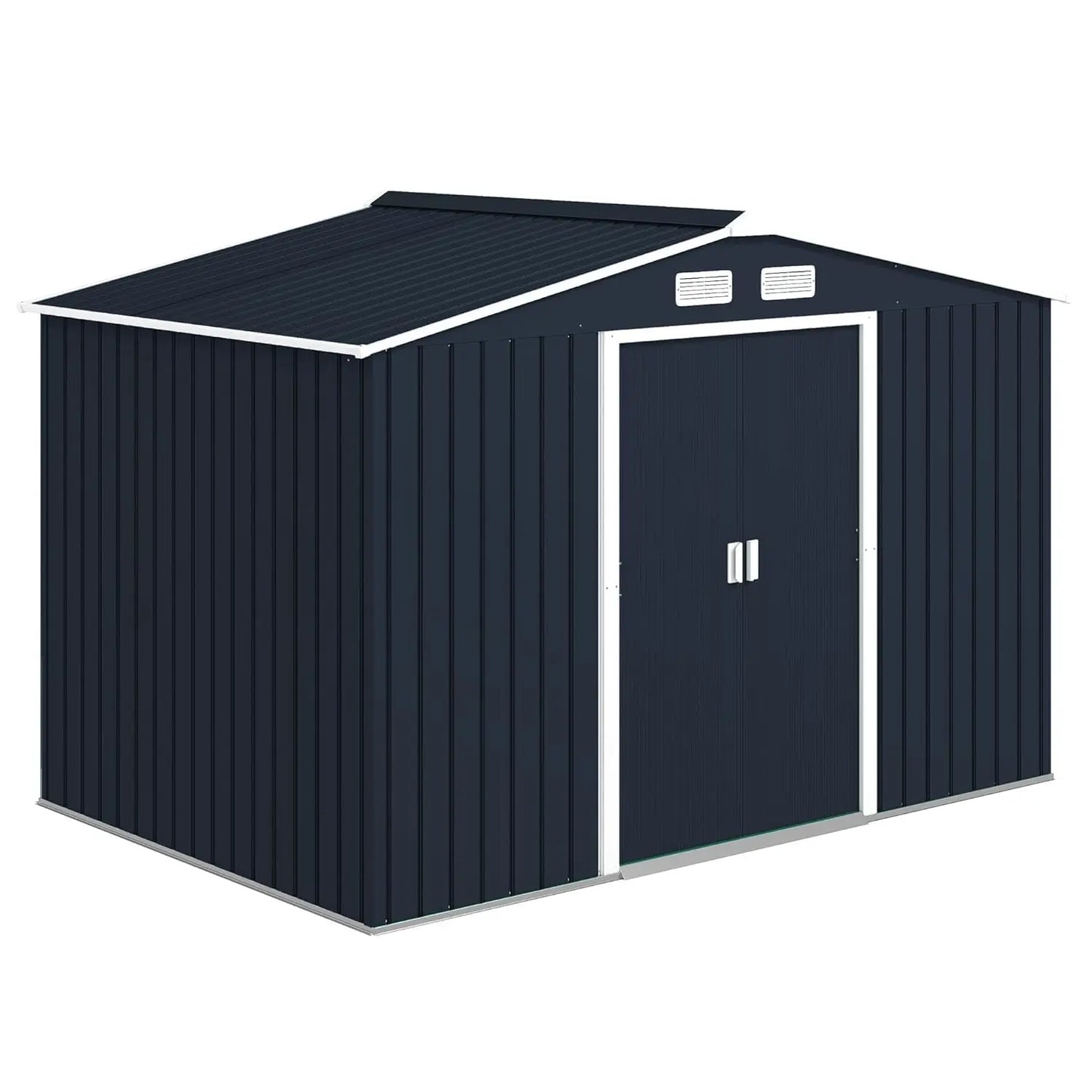 Metal Outdoor Storage Shed Sloping Roof With Double Lockable Doors