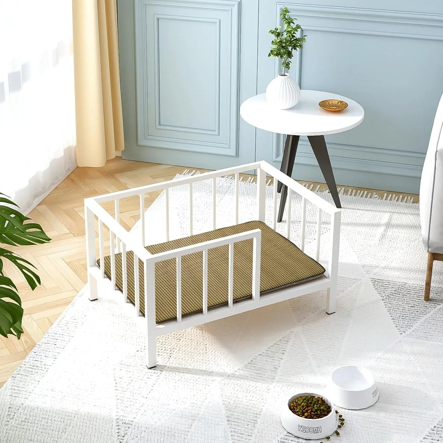 Elevated Dog Bed With Rails Metal Frame And Washable Mat