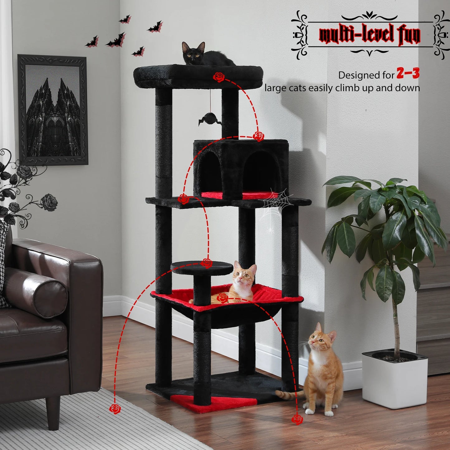 PAWZ Road 5-Level Cat Tower For Indoor Cats With Hammock