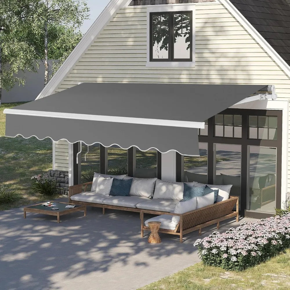 NONECN Retractable Patio Awning With Aluminum Frame And UV Protection