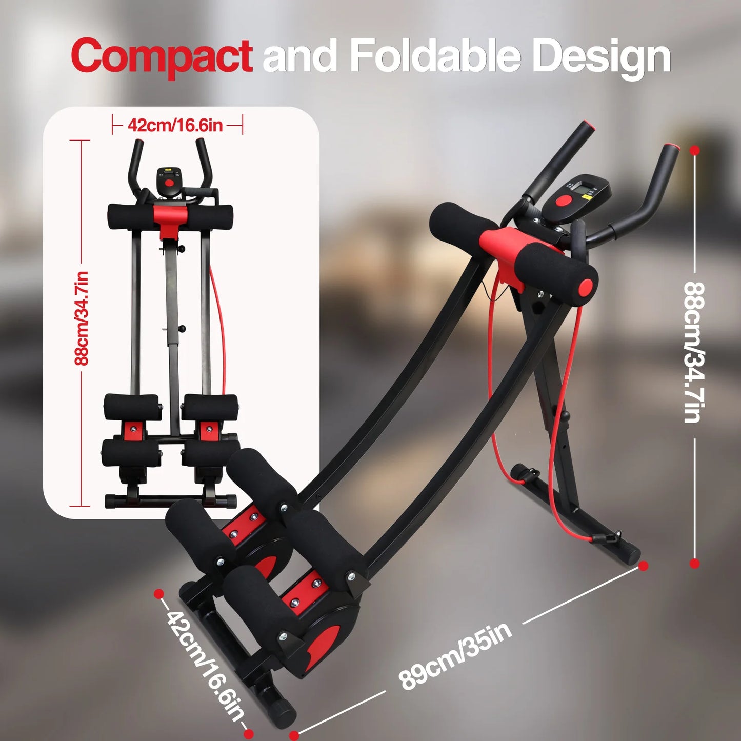 Dual Track Ab Machine With Adjustable Height Foldable Waist Trainer