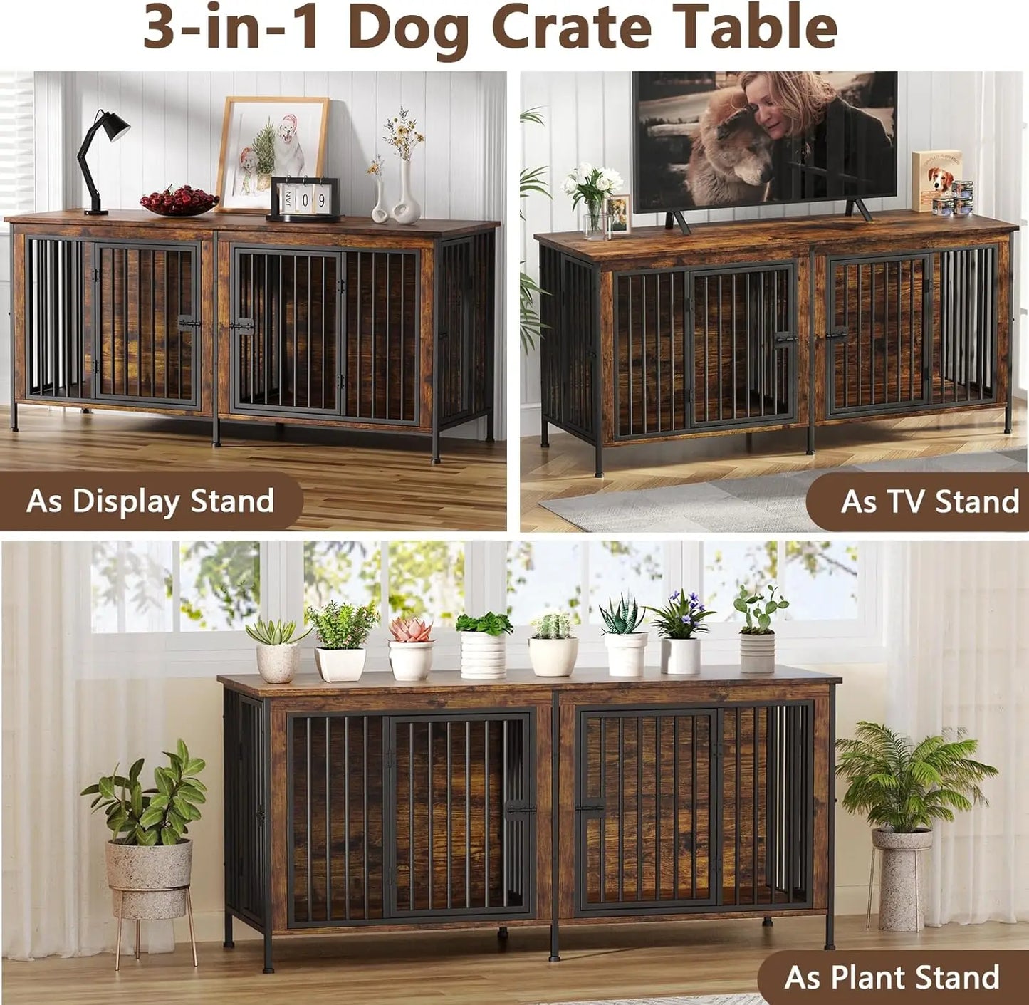 Heavy Duty Dog Crate Furniture Indoor Kennel TV Stand