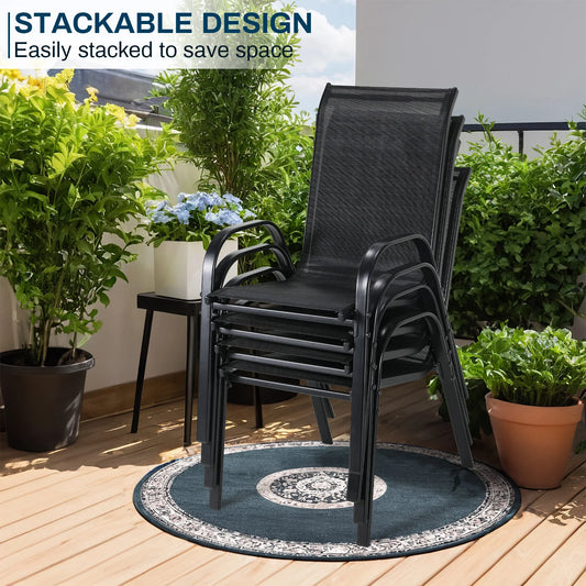 Garden Folding Chairs Set With Steel-Iron Frame And Teslin Fabric