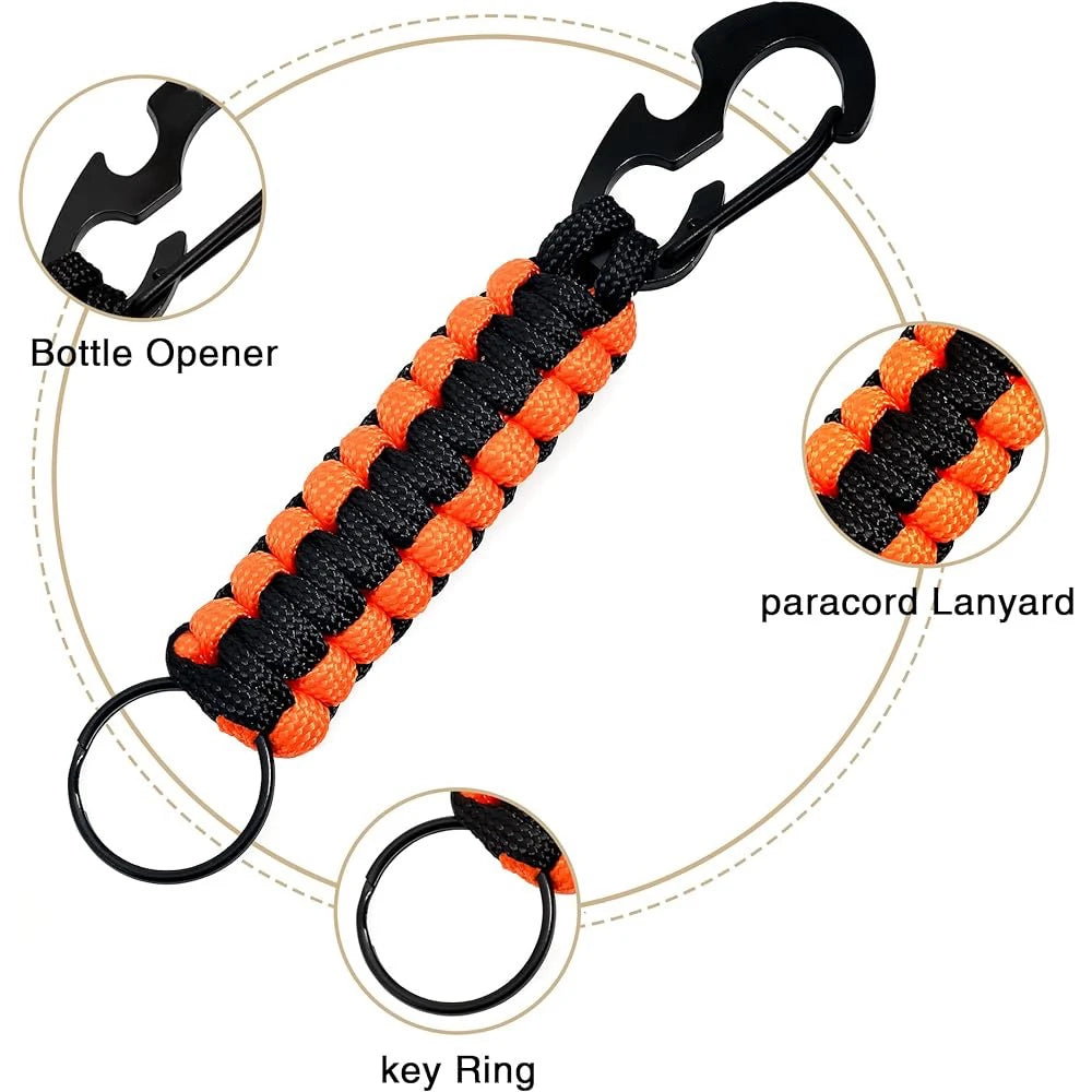 Paracord Keychain With Carabiner And Bottle Opener For Outdoors