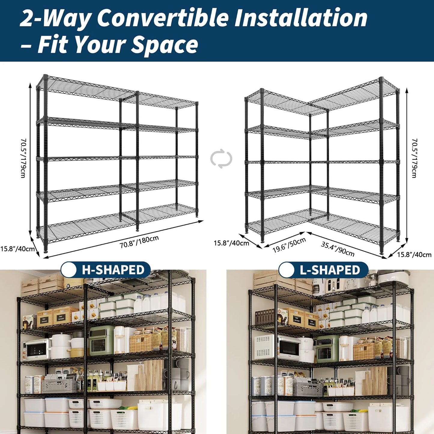 TWISTER.CK Heavy Duty Storage Shelves Five Tier Metal Unit
