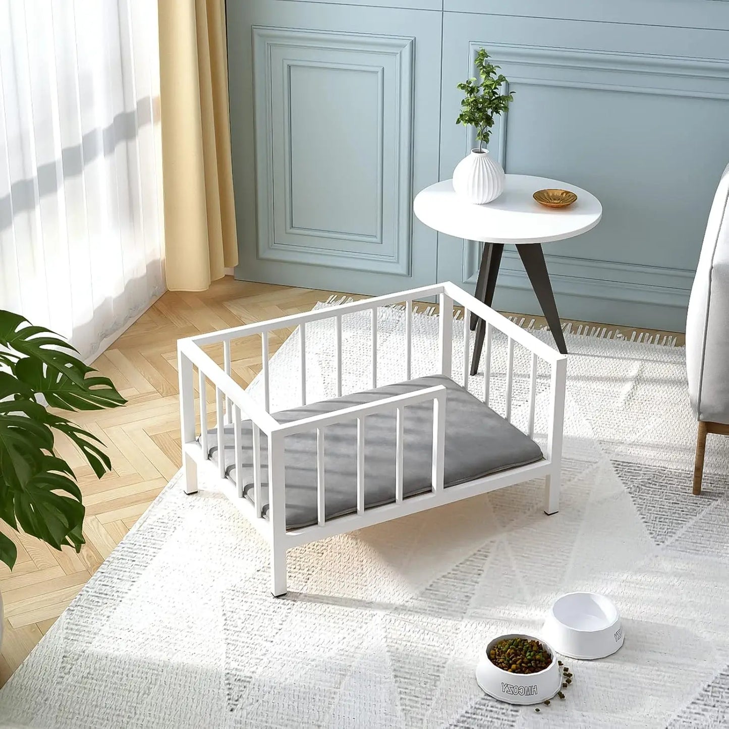 Elevated Dog Bed With Rails Metal Frame And Washable Mat