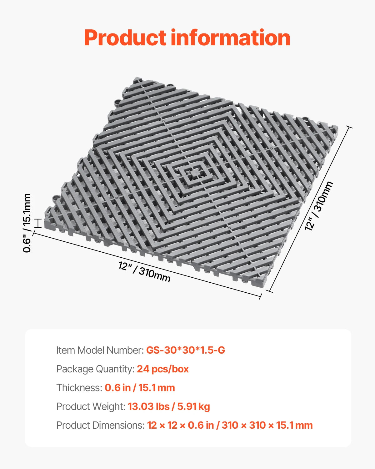 SucceBuy Interlocking Drainage Mat Non Slip PP Floor Mats