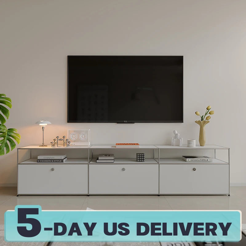 Bigcityfur TV Stand Storage Cabinet Corner Metal Living Room Furniture