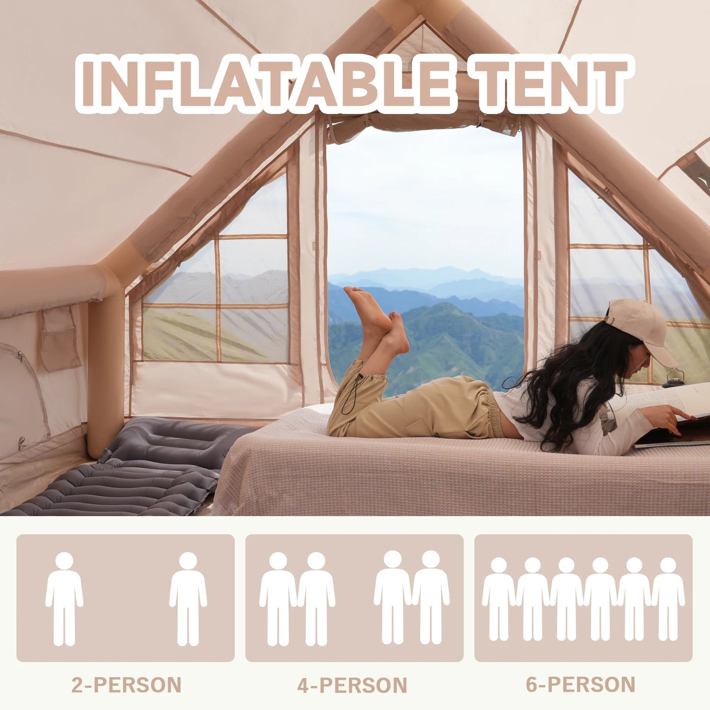 Pakicetus Inflatable Tent With Skylight Quick Setup
