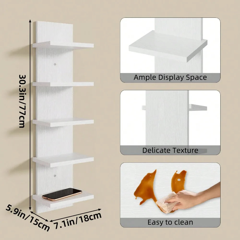 Five Tier Wall Mounted Shelf Display Rack For Bedroom Living Room