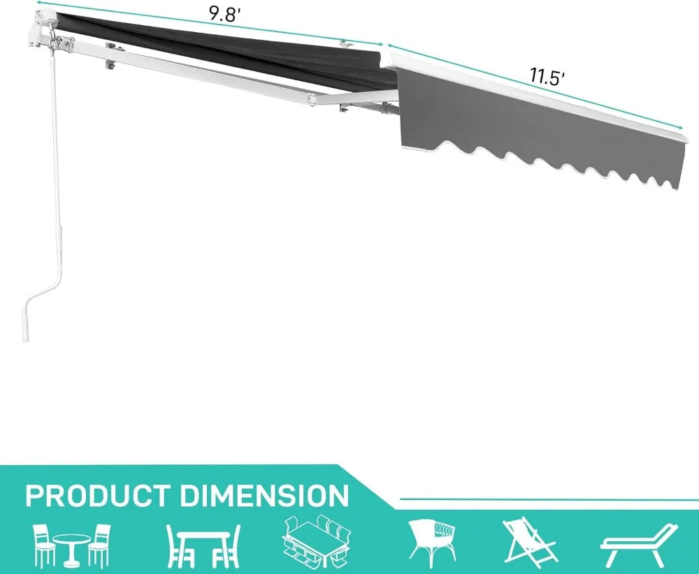 NONECN Retractable Patio Awning With Aluminum Frame And UV Protection