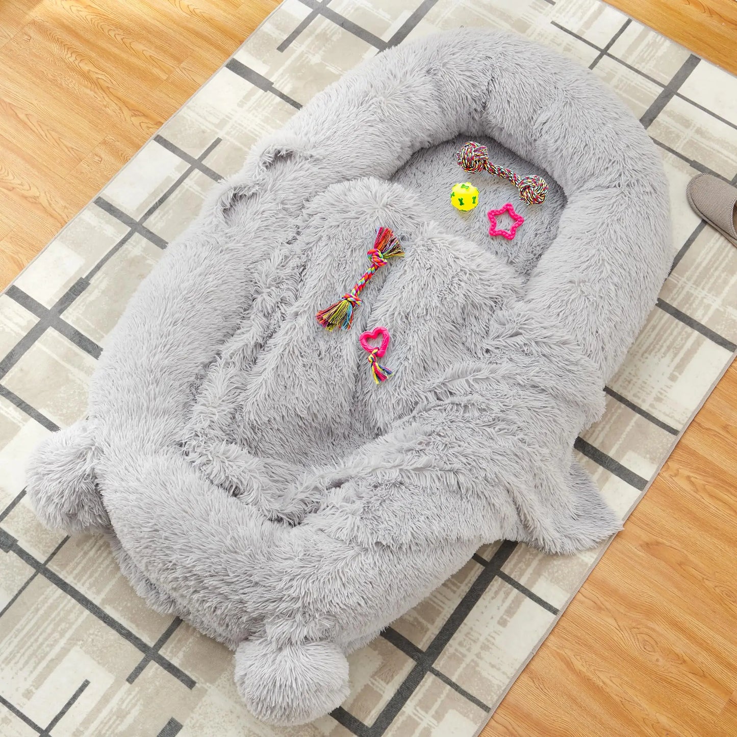 HiMISSCN Memory Foam Dog Bed With Removable Cover And Pockets