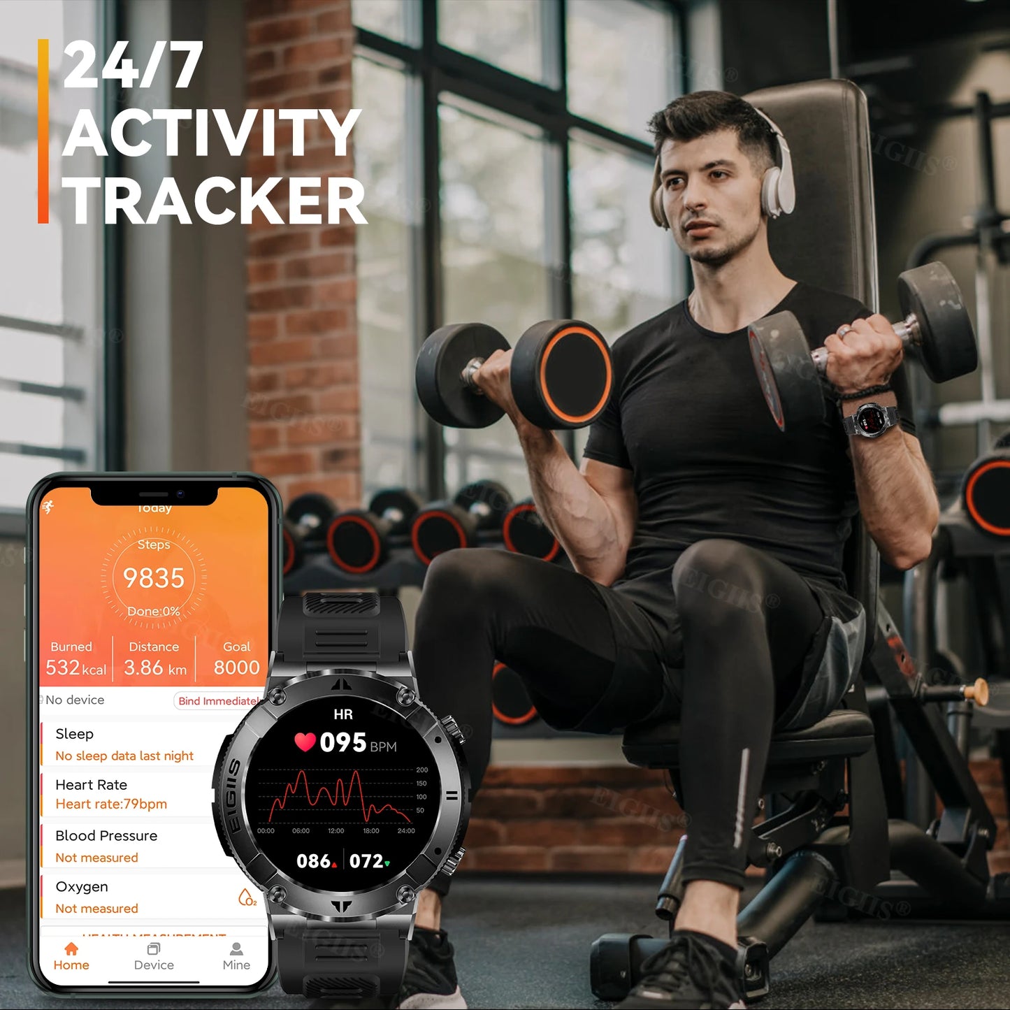 LaNikar Smartwatch Men Bluetooth Call Blood Pressure Fitness Health Monitor