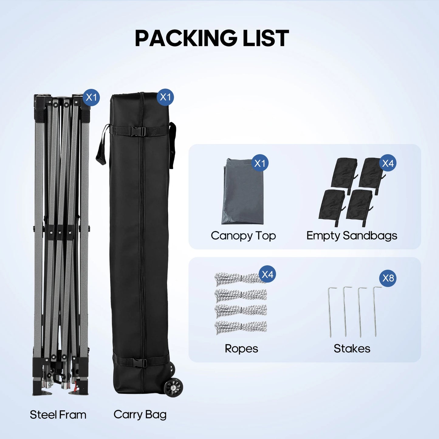JHK Pop Up Canopy Tent Outdoor Sun Shelter Rolling Carry Bag