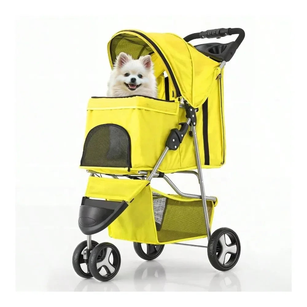 XMSJ Dog Stroller for Small Dogs With Weather Cover